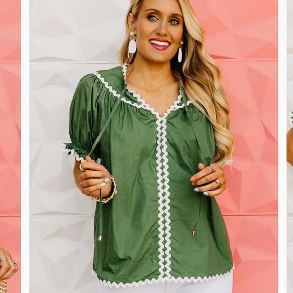 Entro Hunter Green Ric Rac Top - L & NWT - Picture 3 of 9